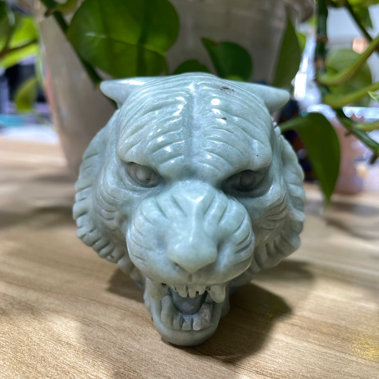 6CM Natural Stone Tiger Head Carvings