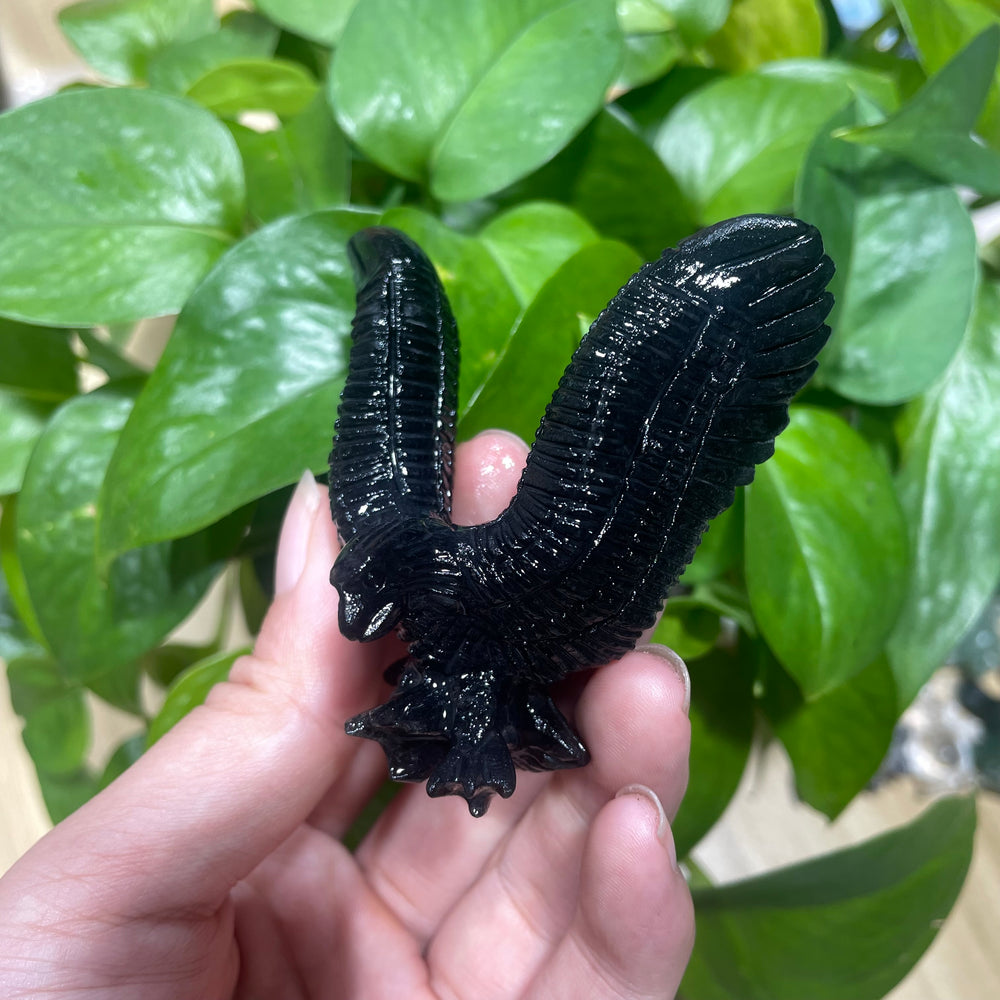 6.5CM Black Obsidian Flying Eagle Carvings