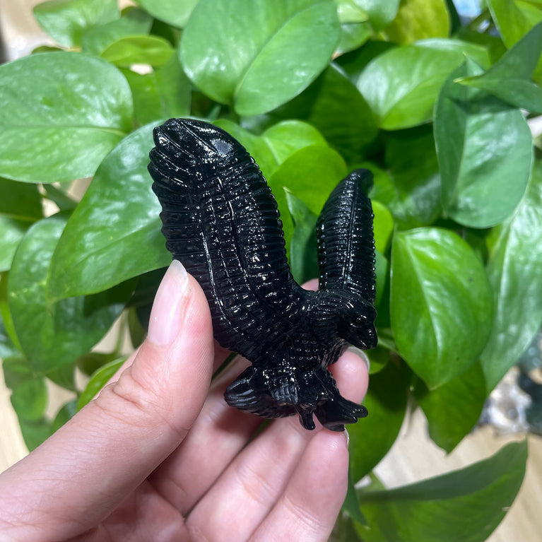 6.5CM Black Obsidian Flying Eagle Carvings