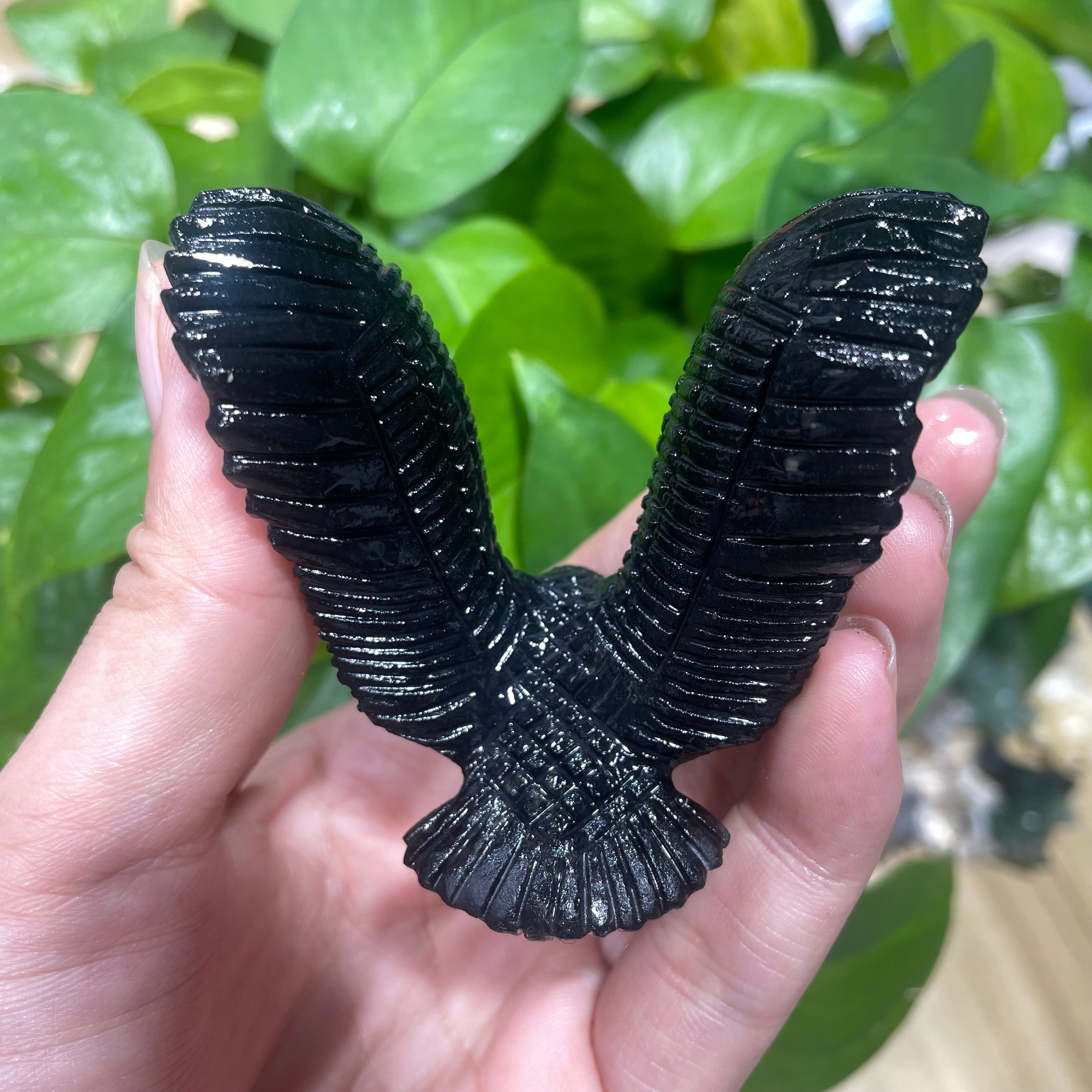 6.5CM Black Obsidian Flying Eagle Carvings