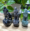 9CM Natural Stone Howling Wolf Carvings