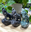 9CM Natural Stone Howling Wolf Carvings