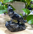 9CM Natural Stone Howling Wolf Carvings