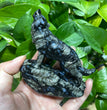 9CM Natural Stone Howling Wolf Carvings