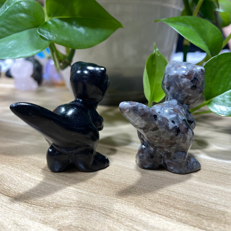 6CM Black Obsidian Yooperlite Dino Carvings