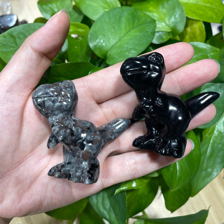 6CM Black Obsidian Yooperlite Dino Carvings