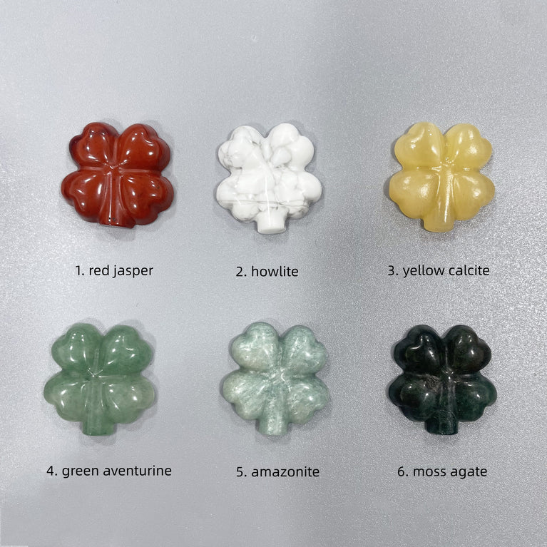 Mini Four Leaf Clover Natural Stone Carvings Confetti Scoops