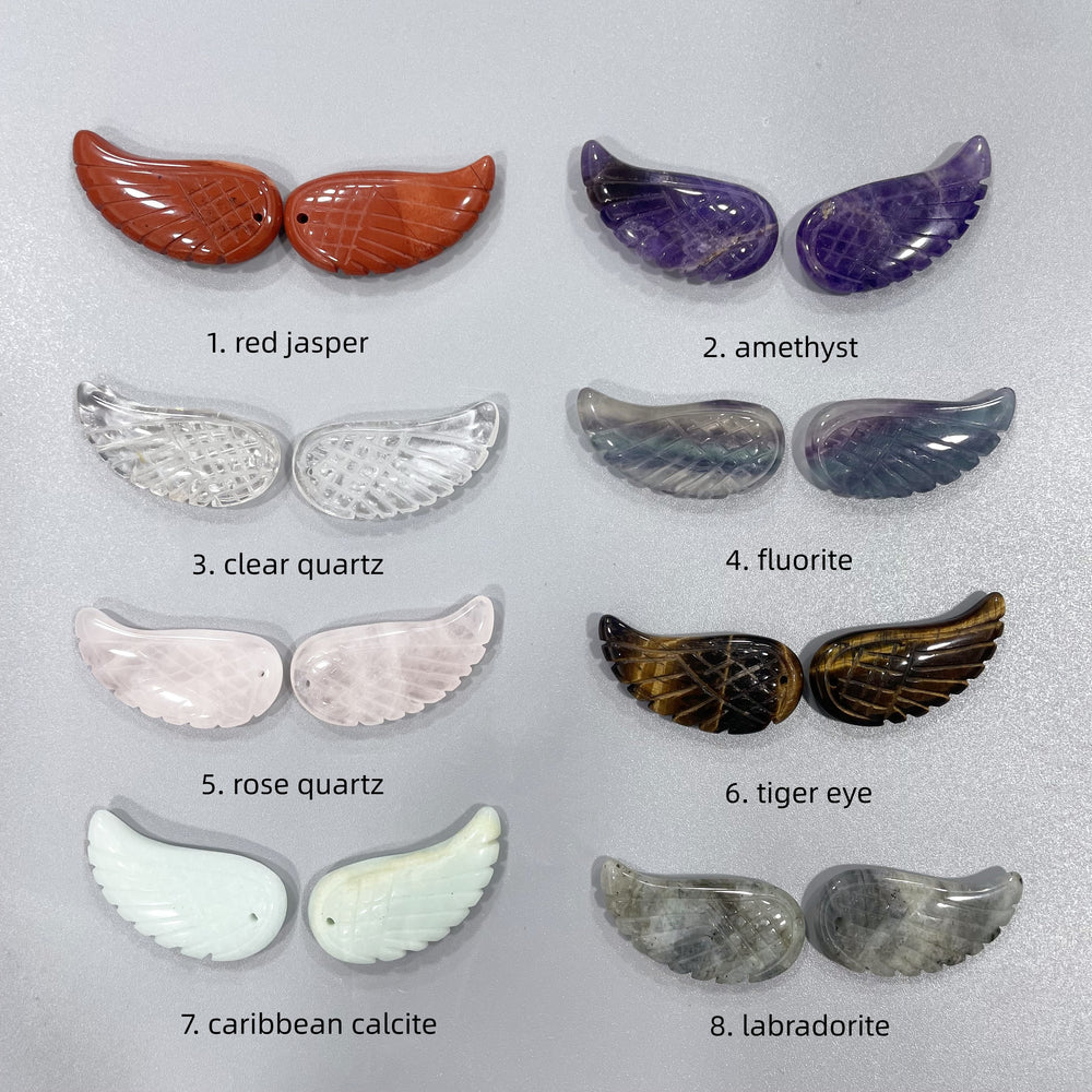 Mini Angel Wing Pendant Natural Stone Carvings Confetti Scoops