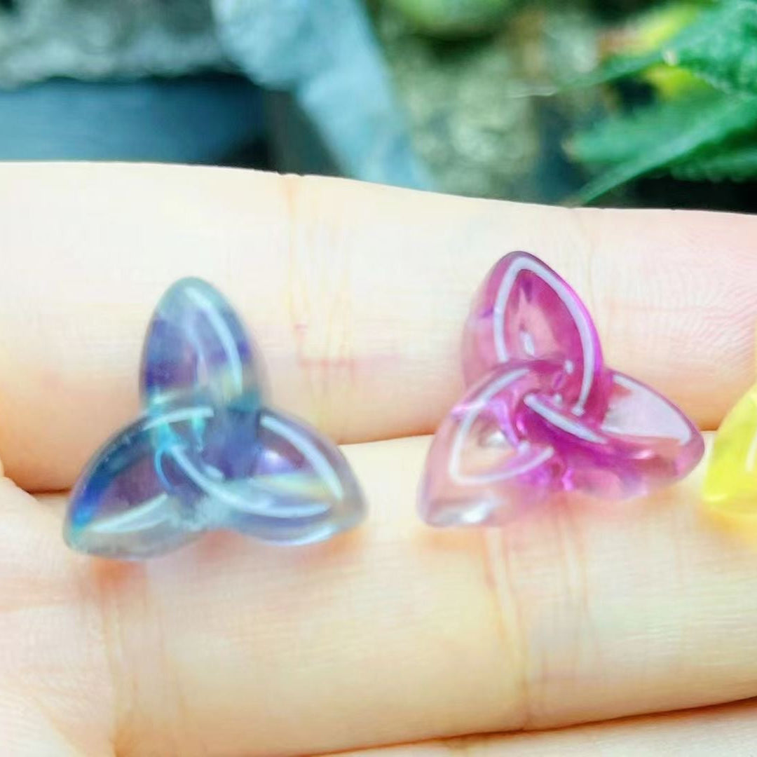Mini Fluorite Celtic Knot Natural Crystal Carvings