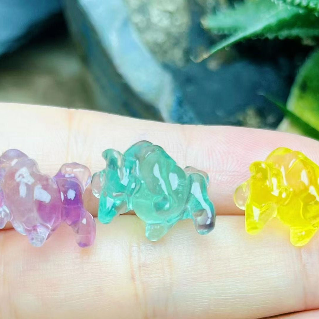 Mini Fluorite Bull Natural Crystal Carvings