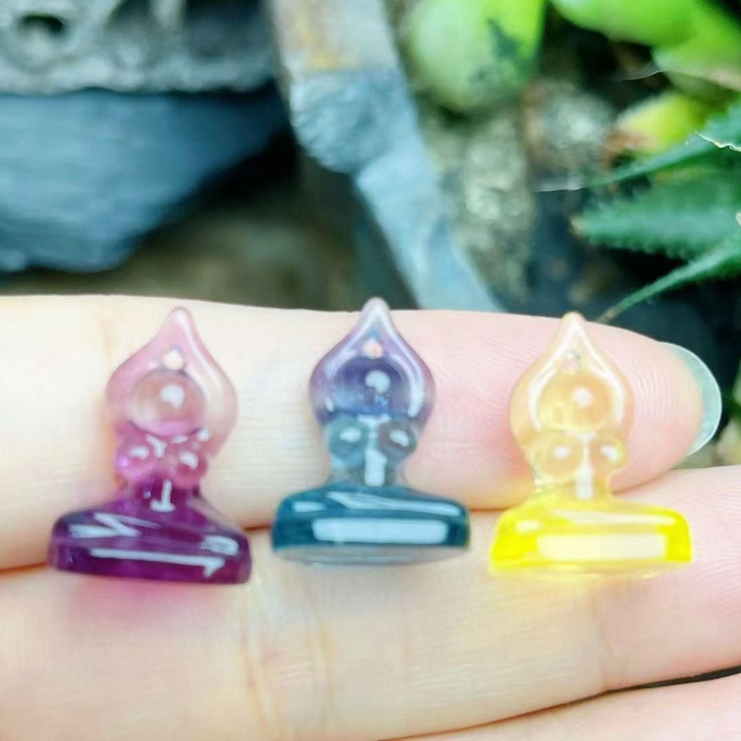 Mini Fluorite Yoga Lady Natural Crystal Carvings