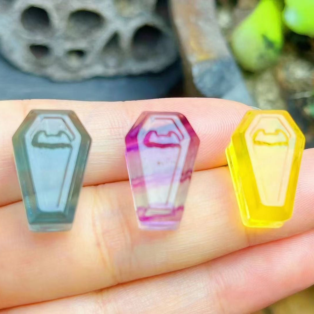 Mini Fluorite Coffin Natural Crystal Carvings