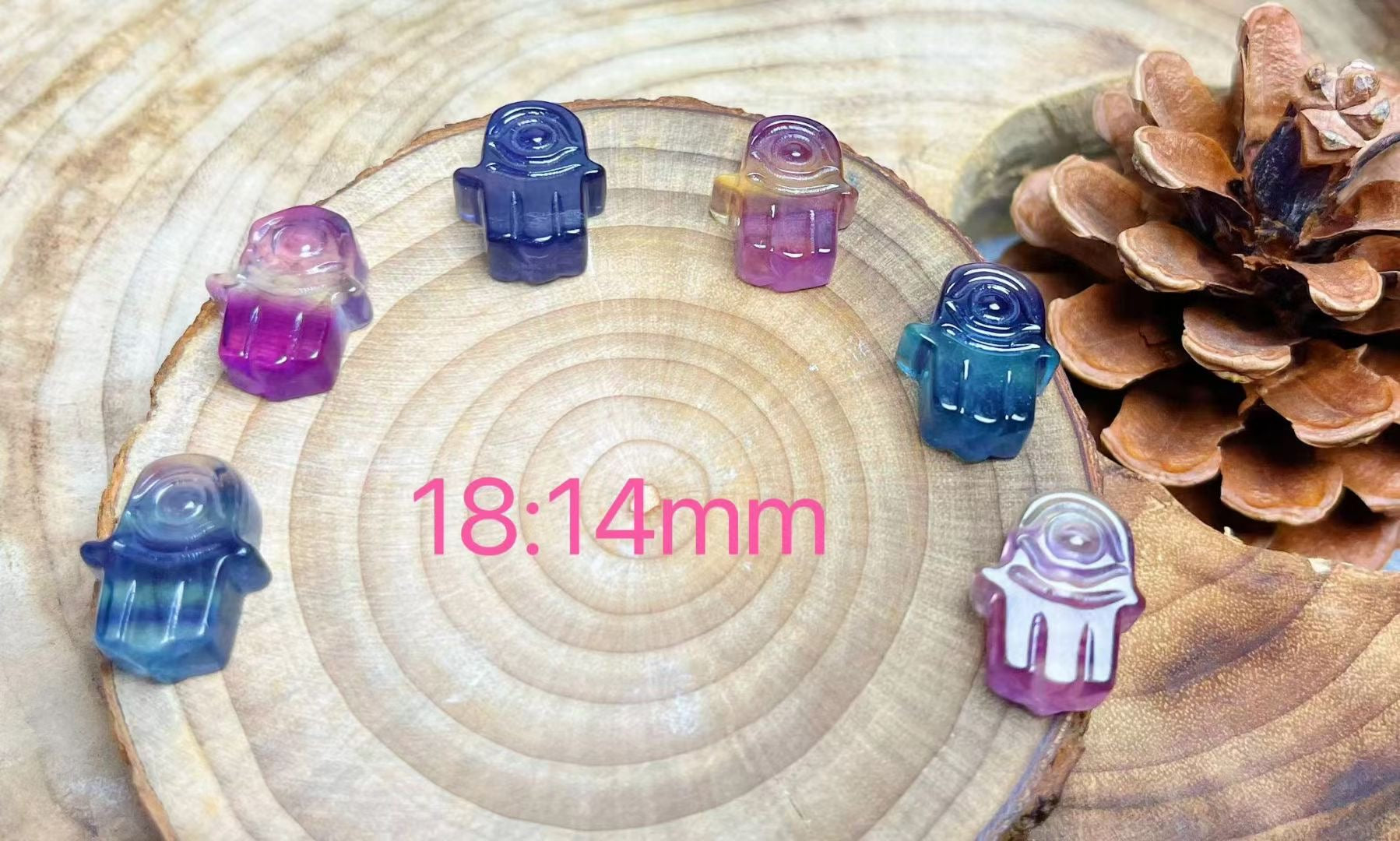 Mini Fluorite Hamsa Hand Natural Crystal Carvings