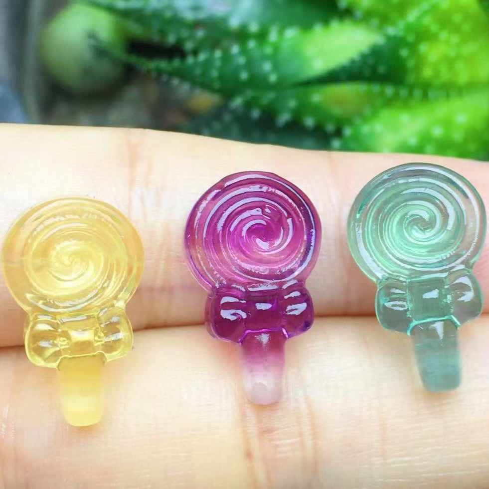 Mini Fluorite Lollipop Natural Crystal Carvings