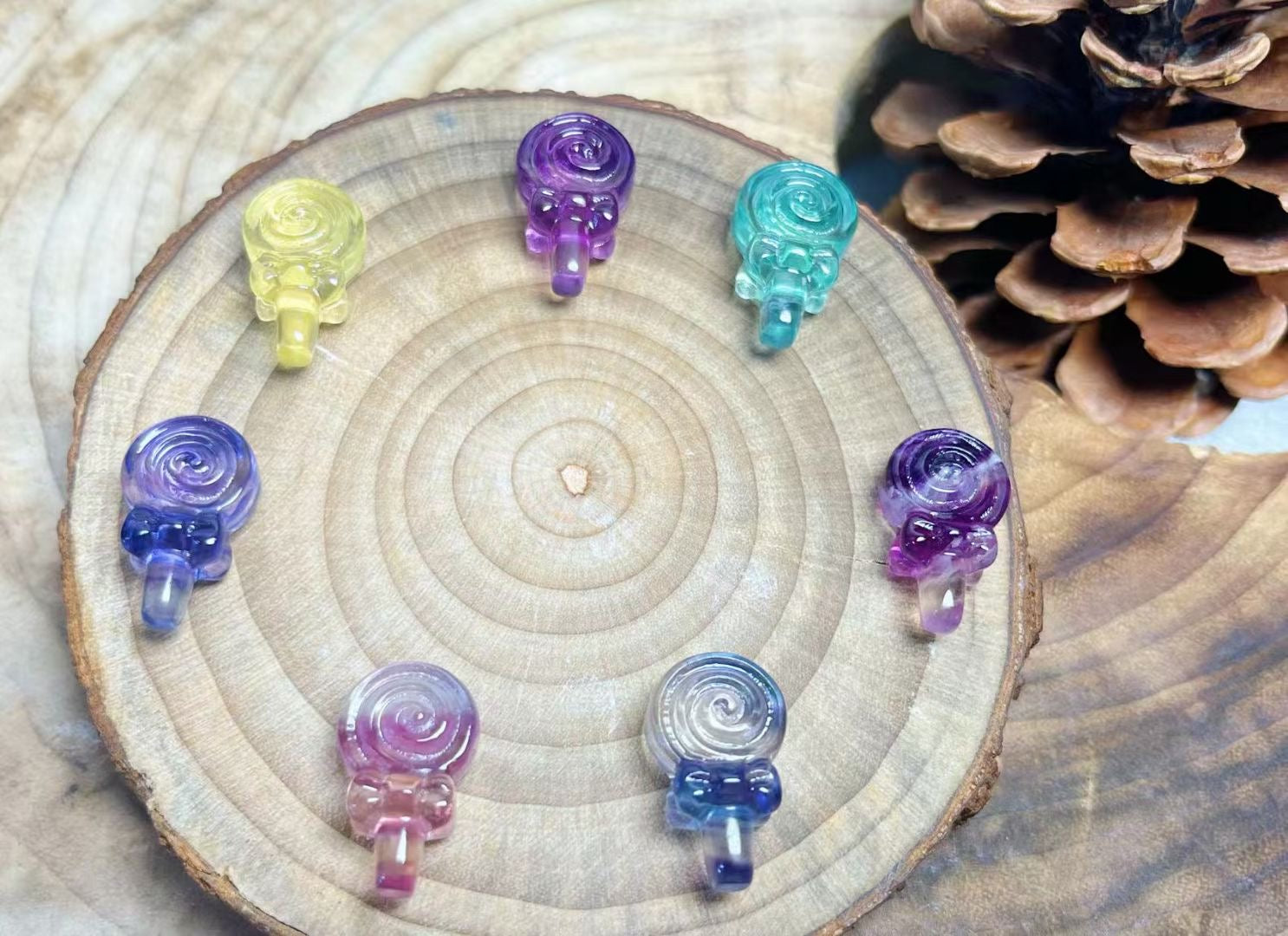 Mini Fluorite Lollipop Natural Crystal Carvings