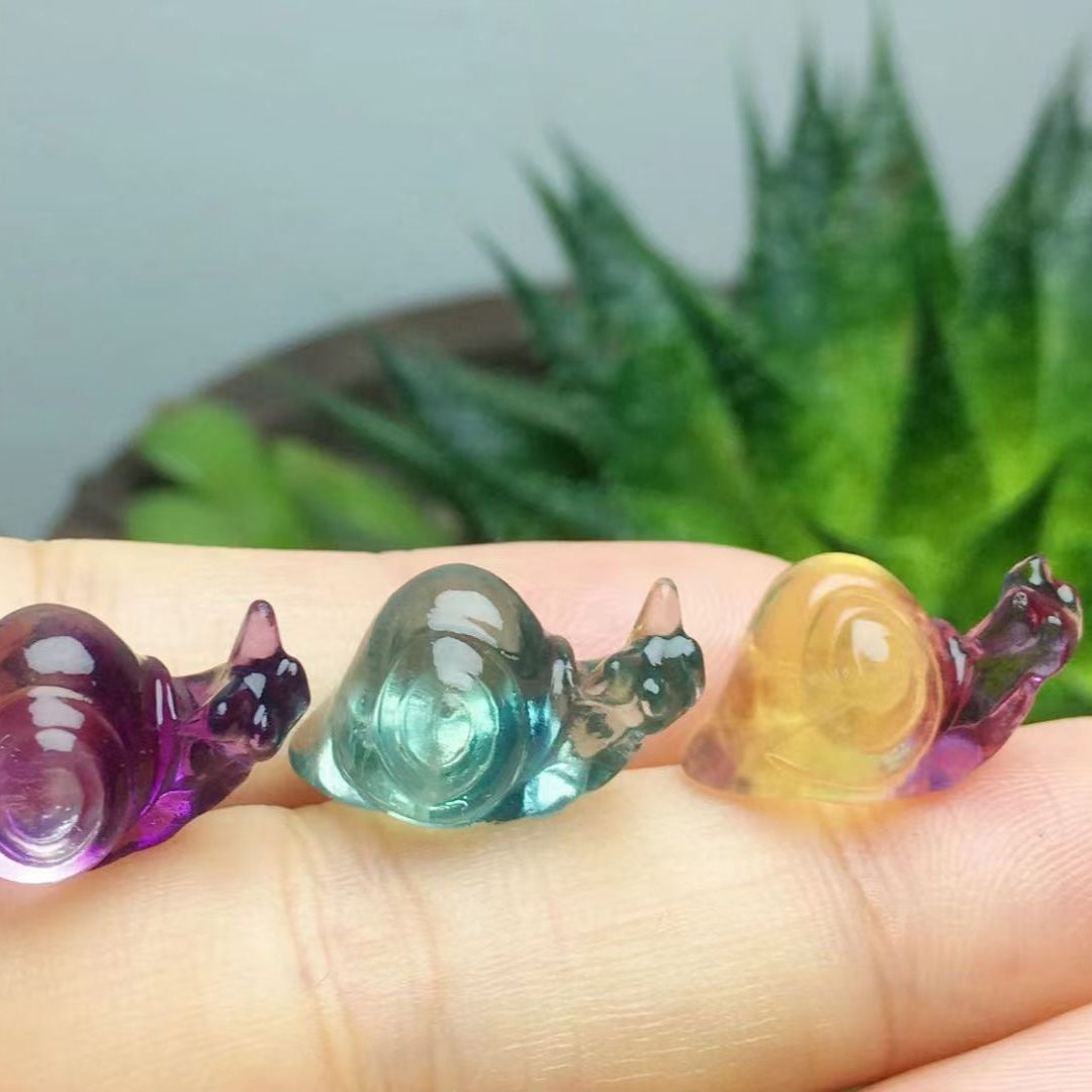 Mini Fluorite Snail Natural Crystal Carvings