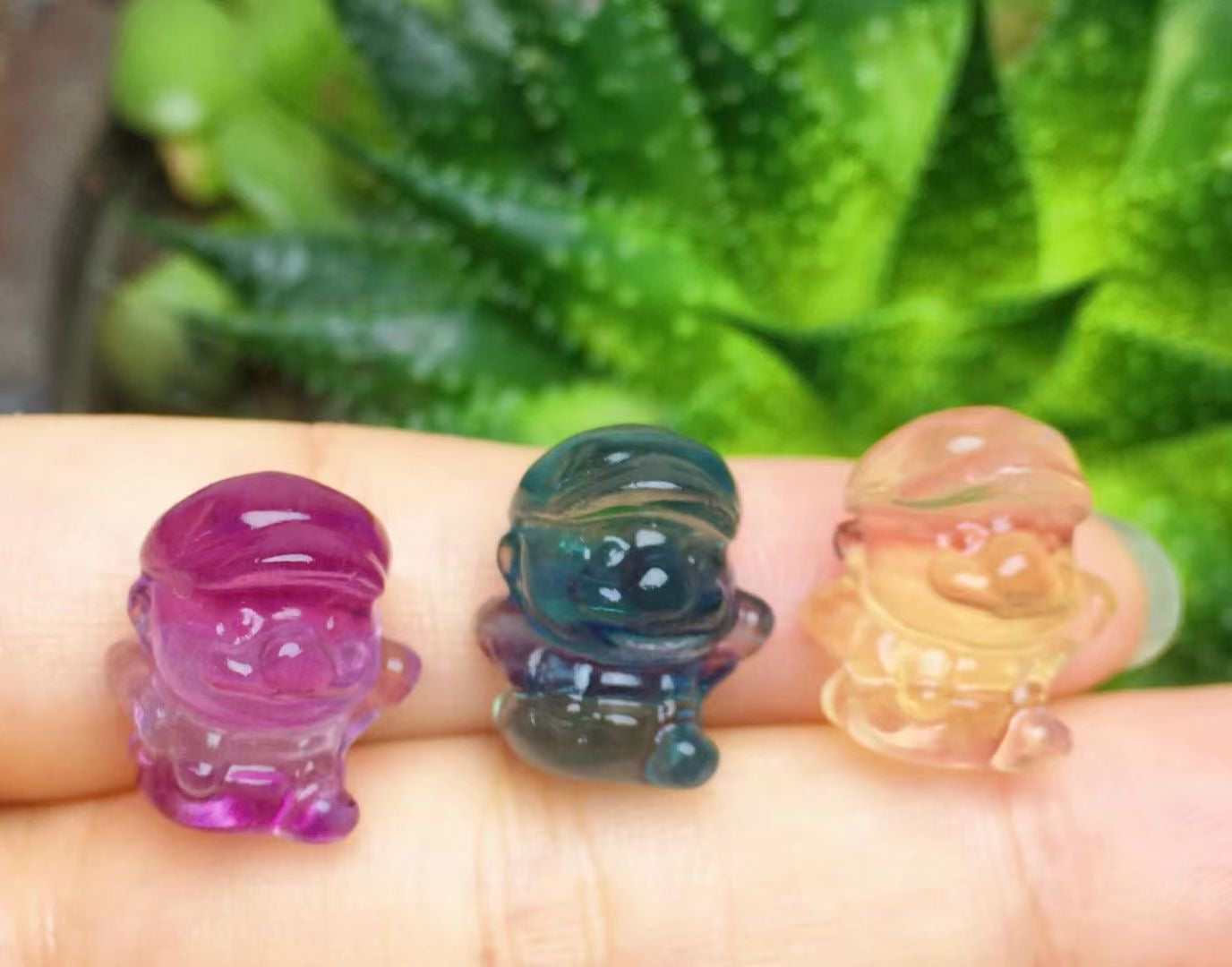 Mini Fluorite Mario Natural Crystal Carvings