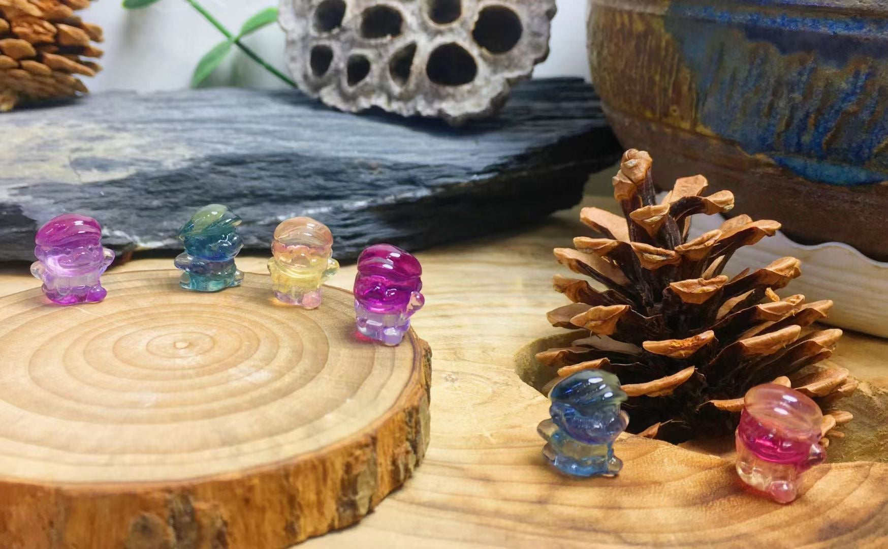 Mini Fluorite Mario Natural Crystal Carvings