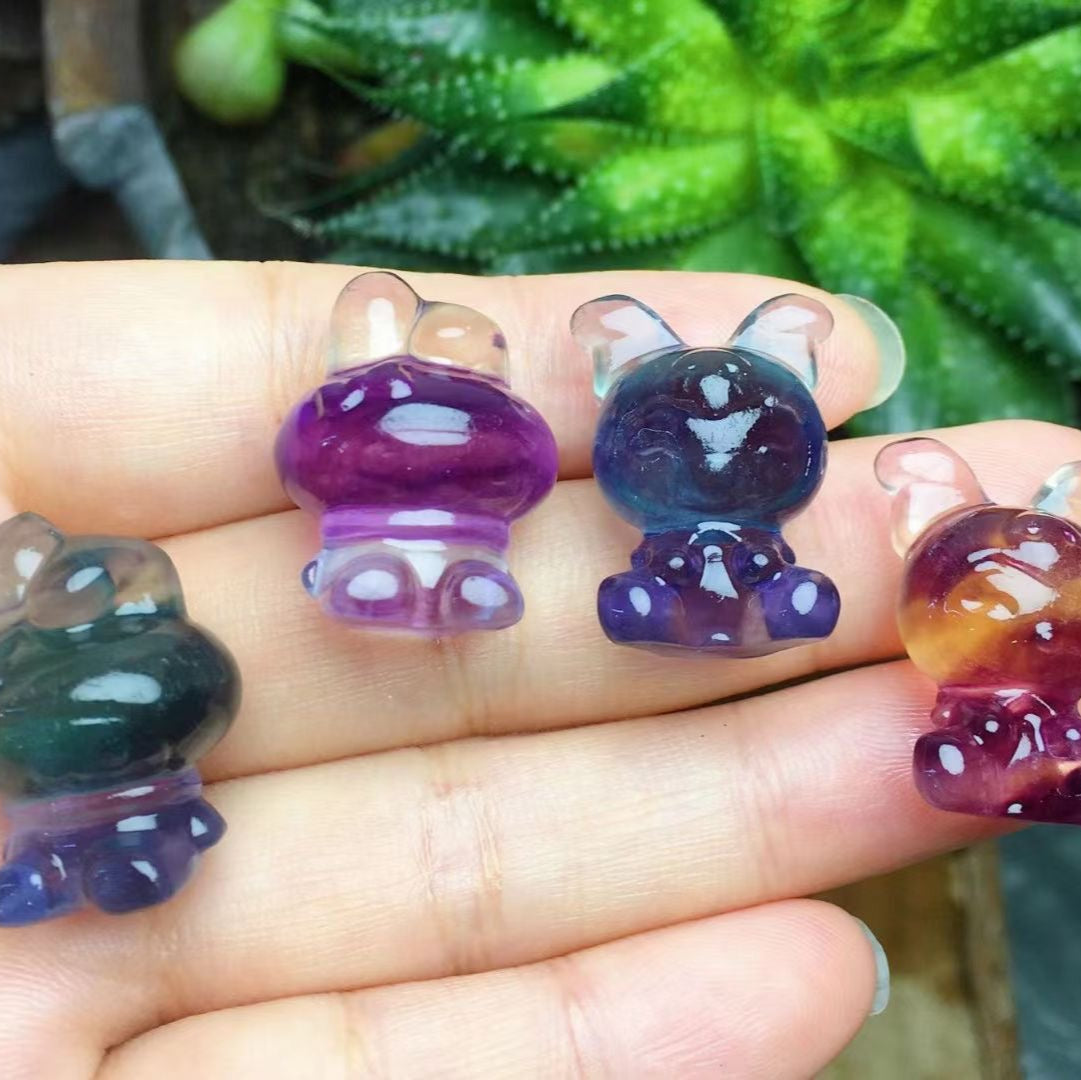Mini Fluorite Melody Kuromi Natural Crystal Carvings