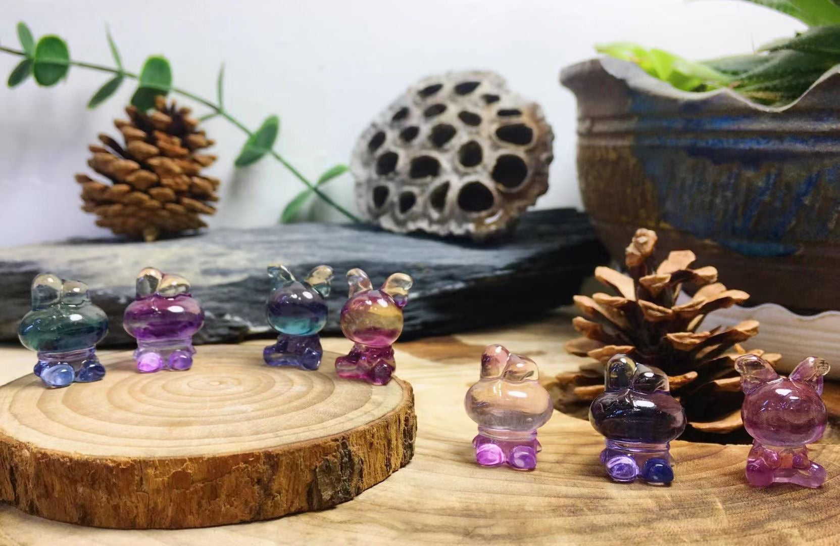 Mini Fluorite Melody Kuromi Natural Crystal Carvings