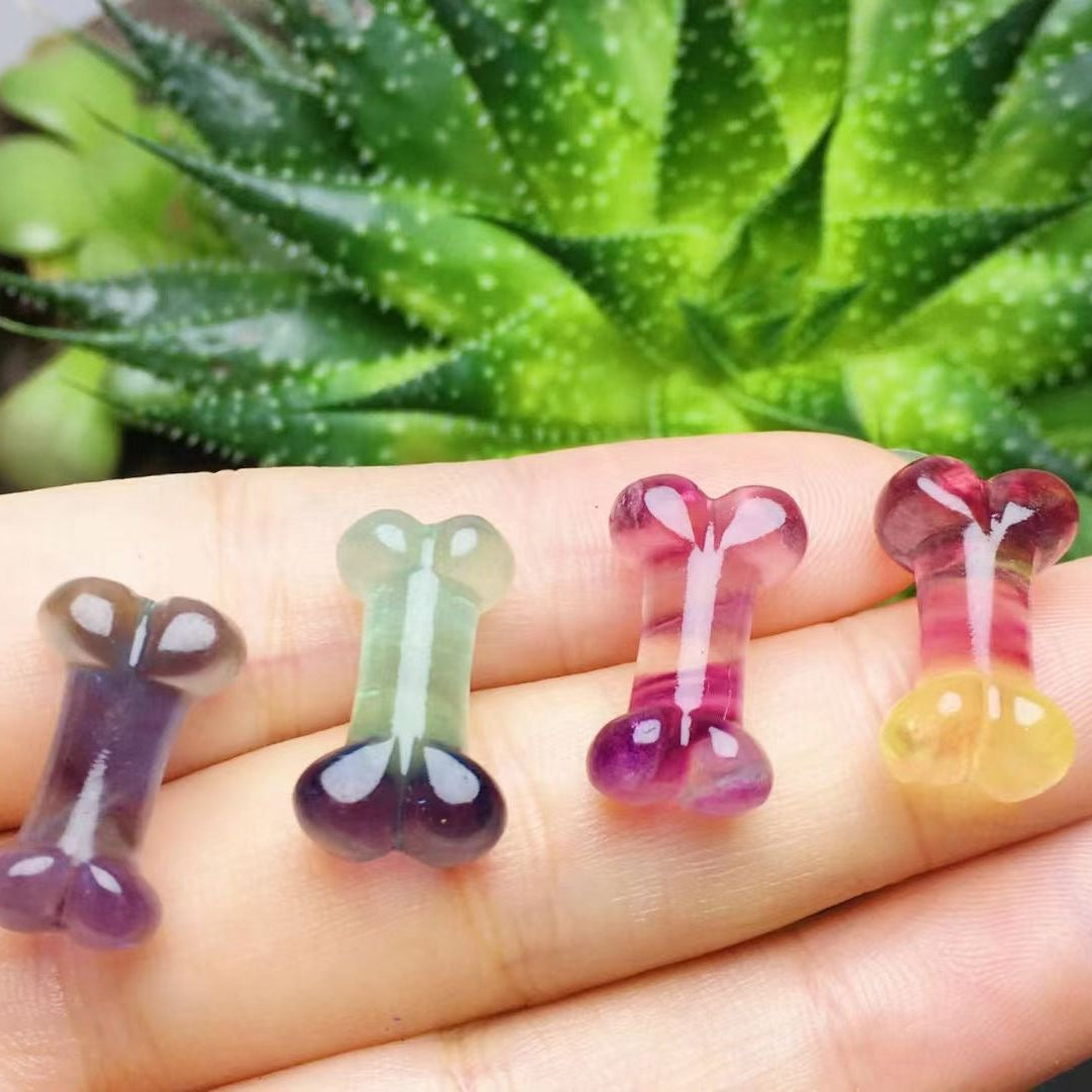 Mini Fluorite Dog Bone Natural Crystal Carvings