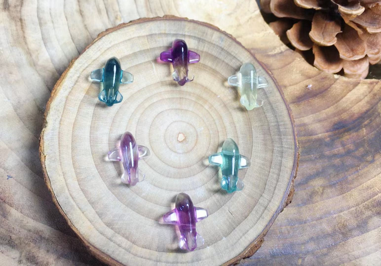 Mini Fluorite Air Plane Natural Crystal Carvings