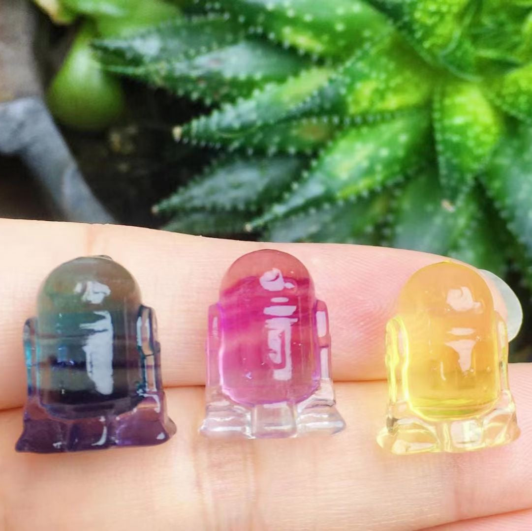 Mini Fluorite R2D2 Star Wars Natural Crystal Carvings