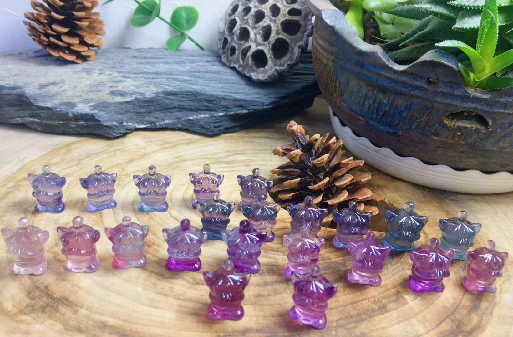 Mini Fluorite Alien Natural Crystal Carvings