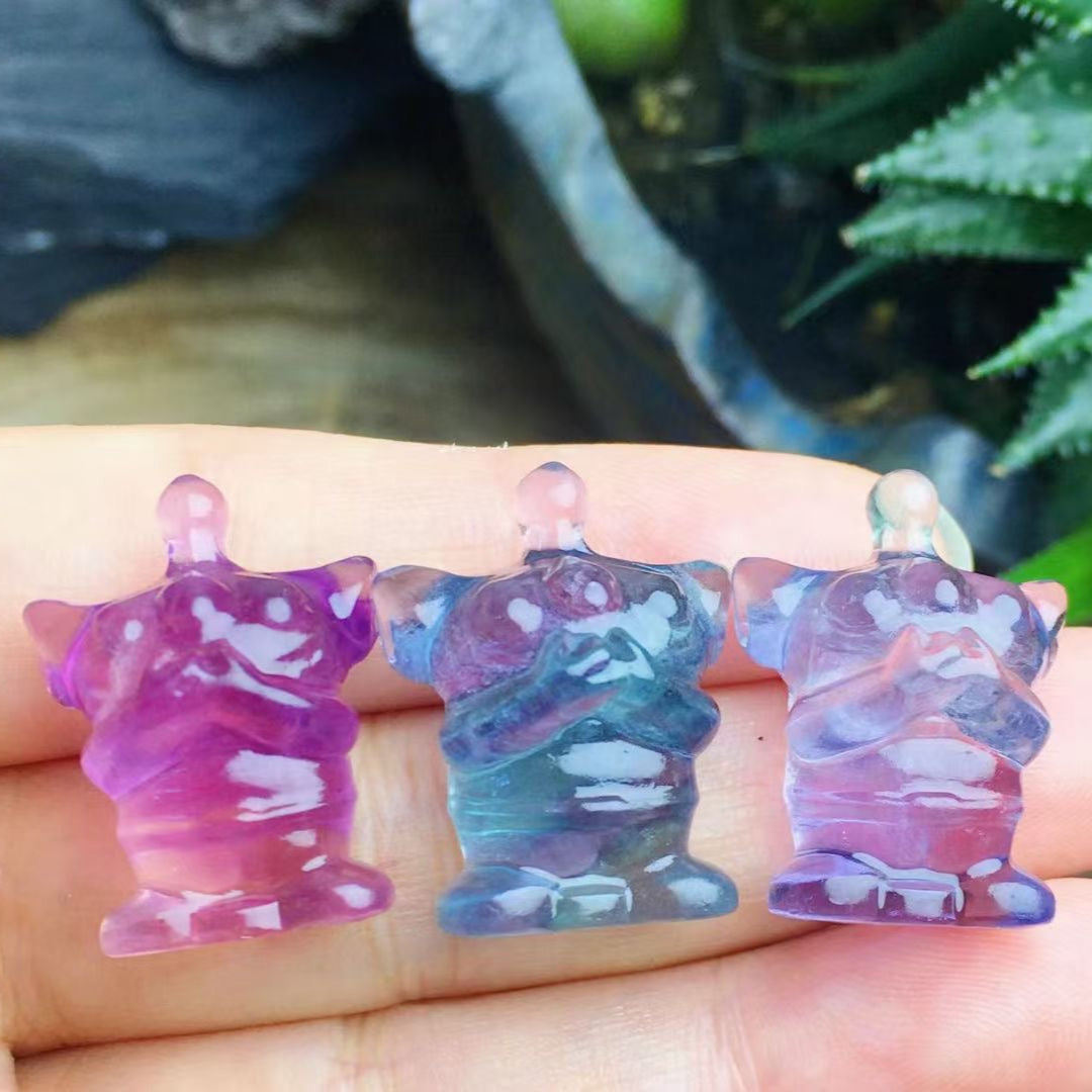 Mini Fluorite Alien Natural Crystal Carvings