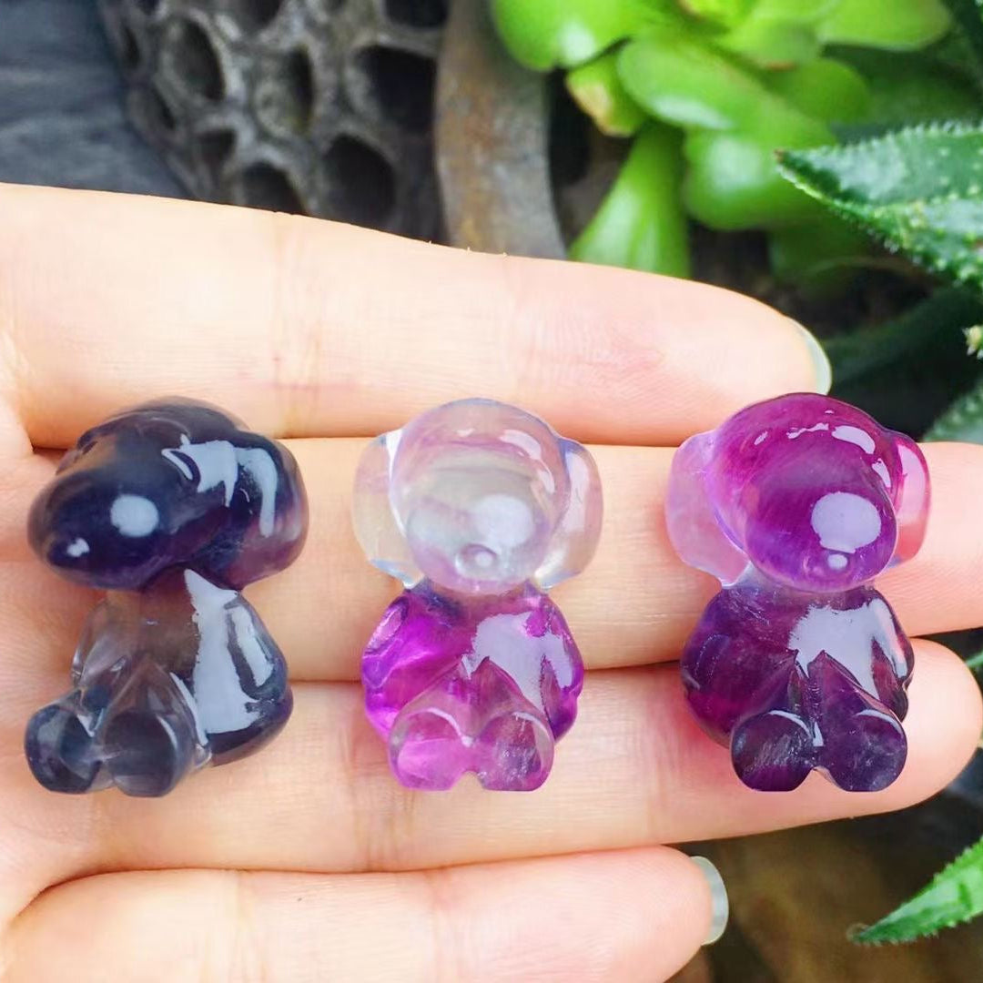Mini Fluorite Snoopy Natural Crystal Carvings