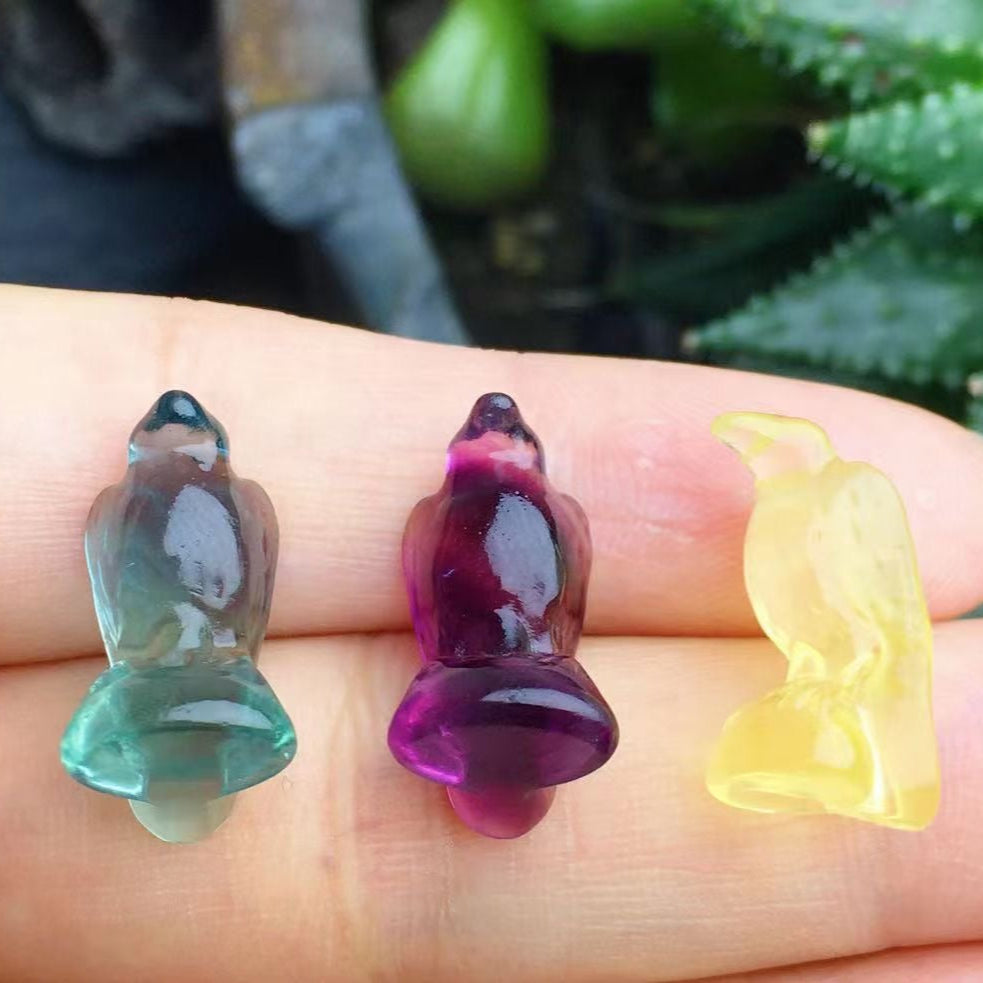 Mini Fluorite Raven Natural Crystal Carvings