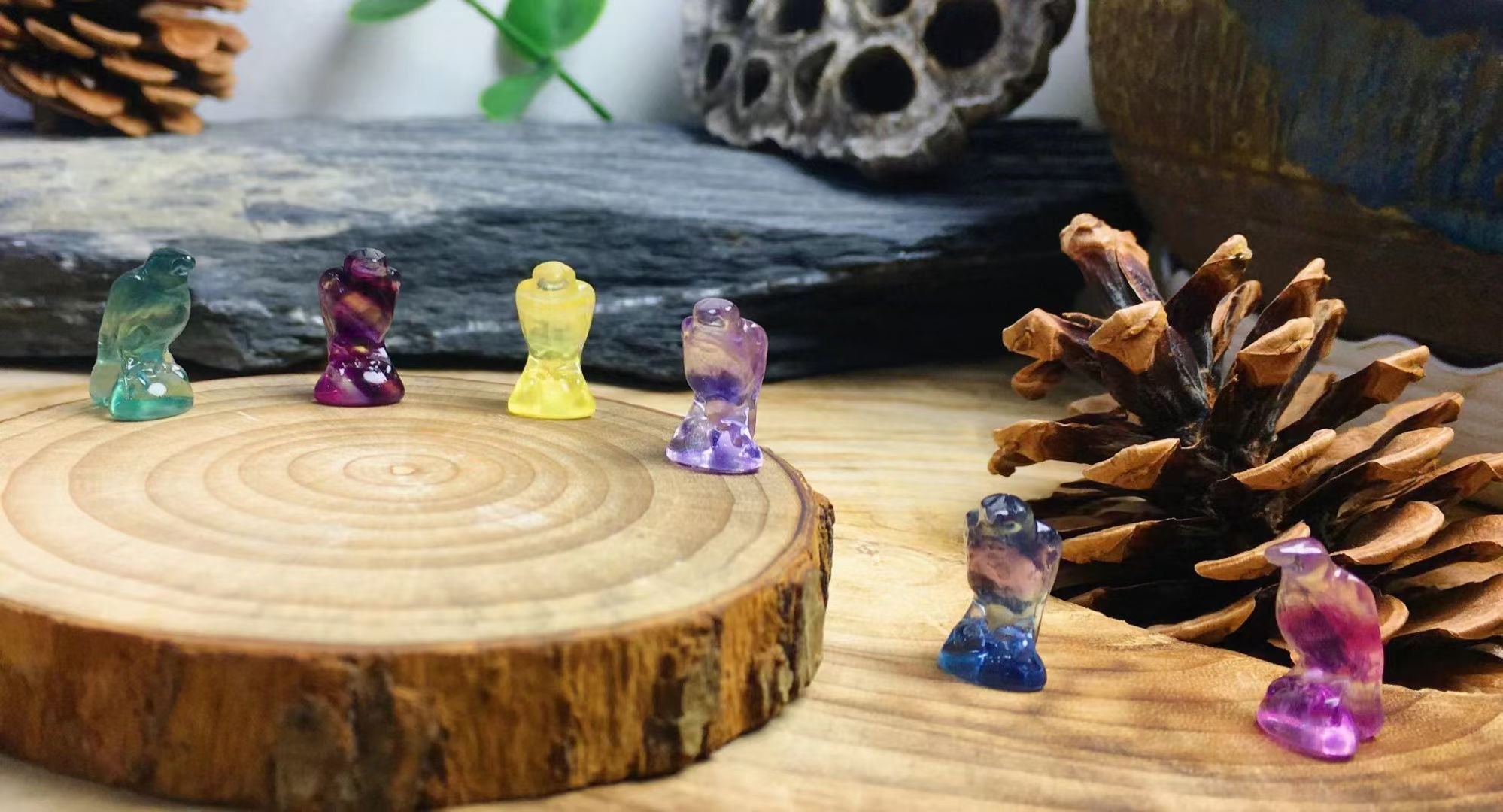 Mini Fluorite Raven Natural Crystal Carvings