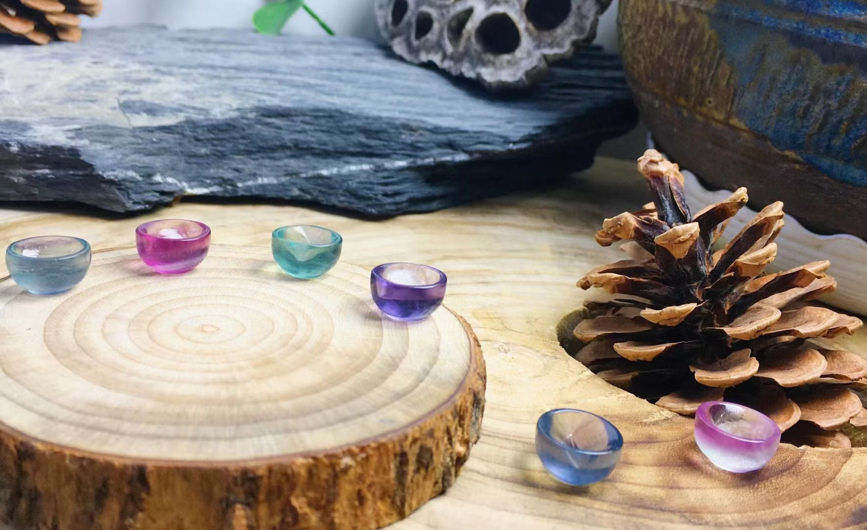 Mini Fluorite Bowl Natural Crystal Carvings