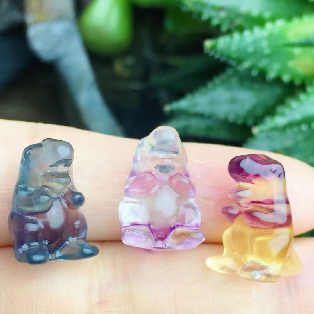 Mini Fluorite Trex Dinosaur Natural Crystal Carvings
