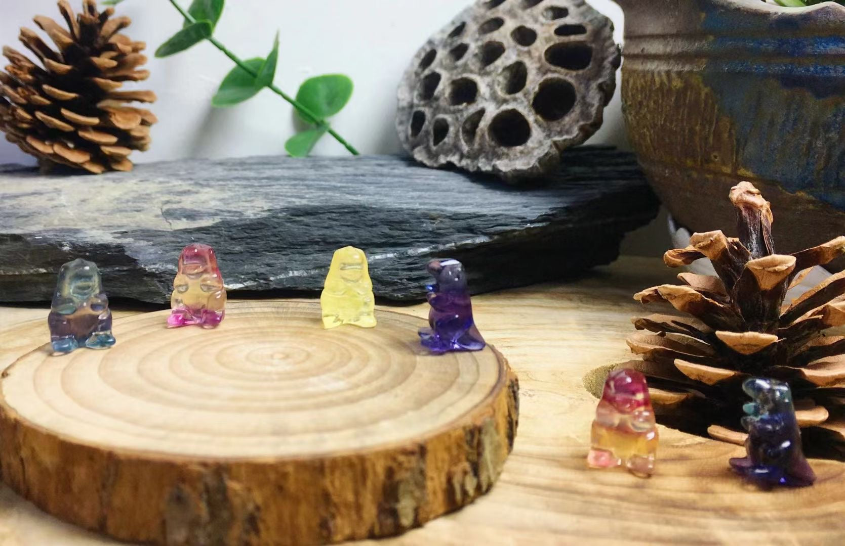 Mini Fluorite Trex Dinosaur Natural Crystal Carvings