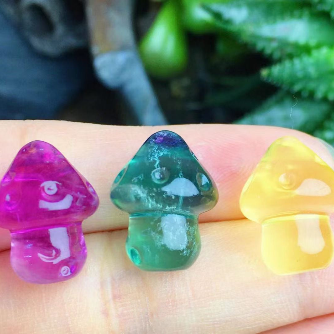 Mini Fluorite Mushroom Natural Crystal Carvings
