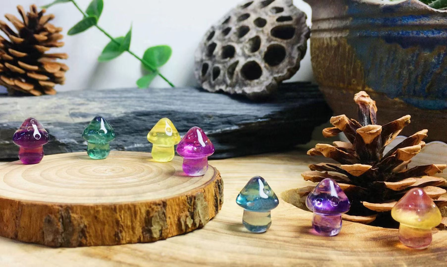 Mini Fluorite Mushroom Natural Crystal Carvings