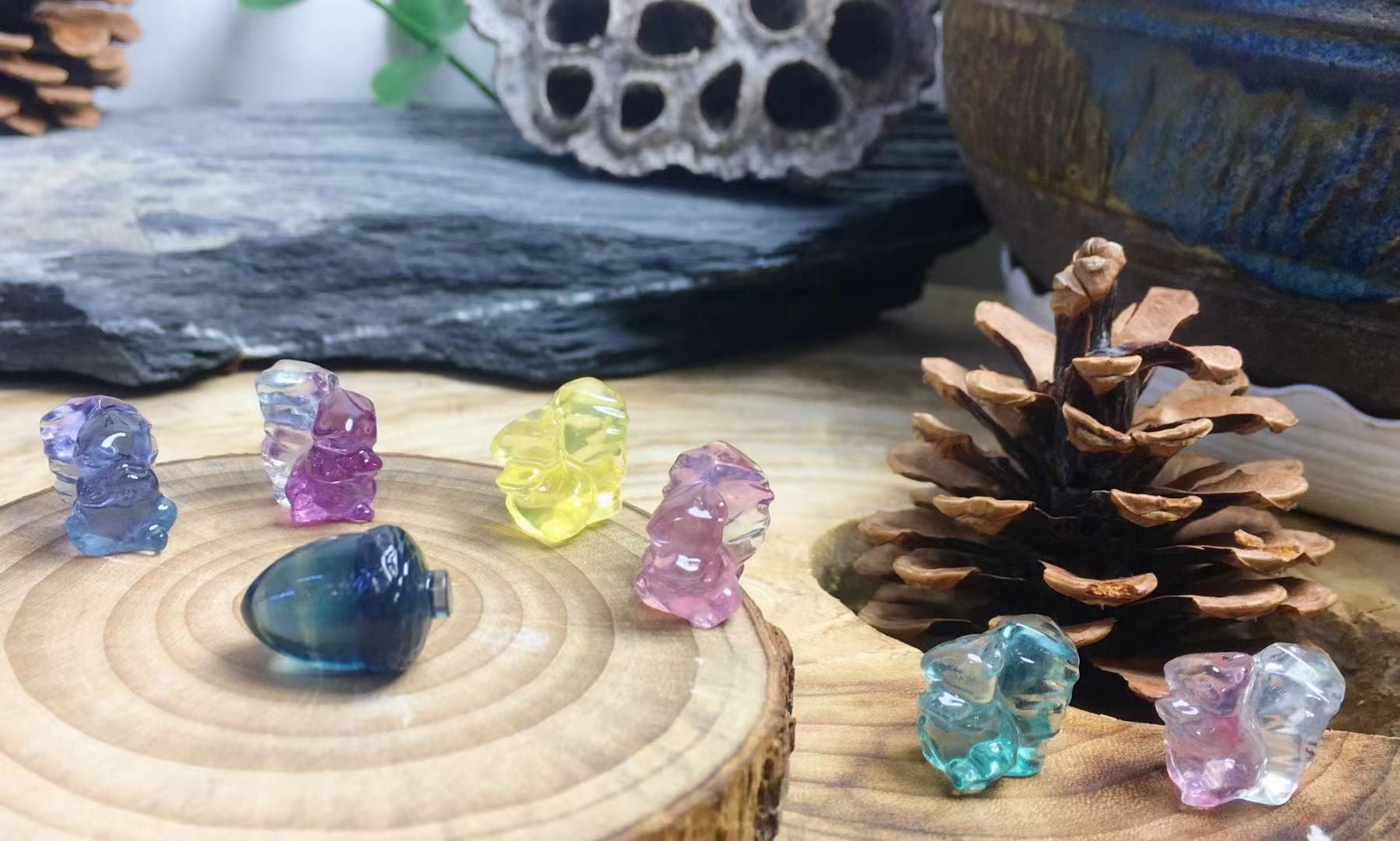 Mini Fluorite Squirrel Natural Crystal Carvings