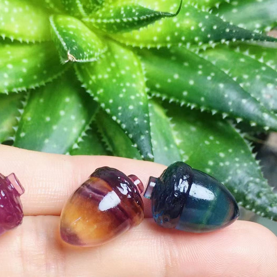 Mini Fluorite Acorn Natural Crystal Carvings