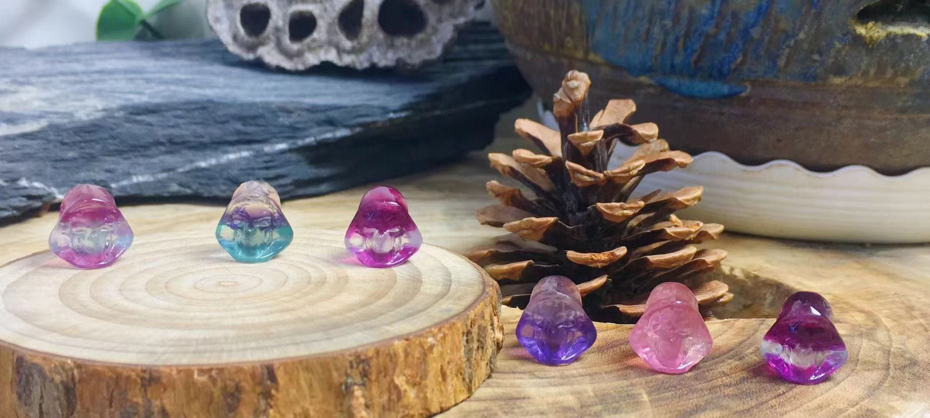 Mini Fluorite Death Natural Crystal Carvings