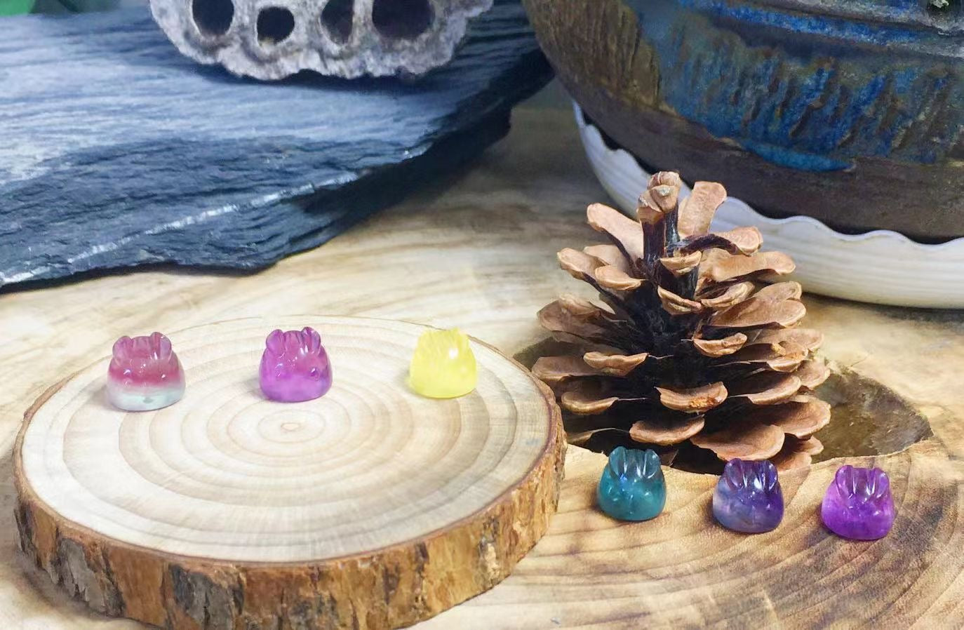 Mini Fluorite Bread Rabbit Natural Crystal Carvings