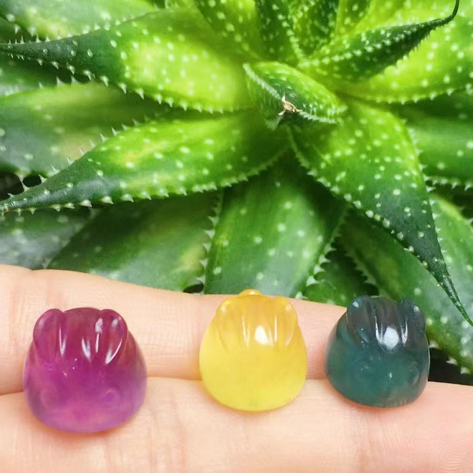 Mini Fluorite Bread Rabbit Natural Crystal Carvings