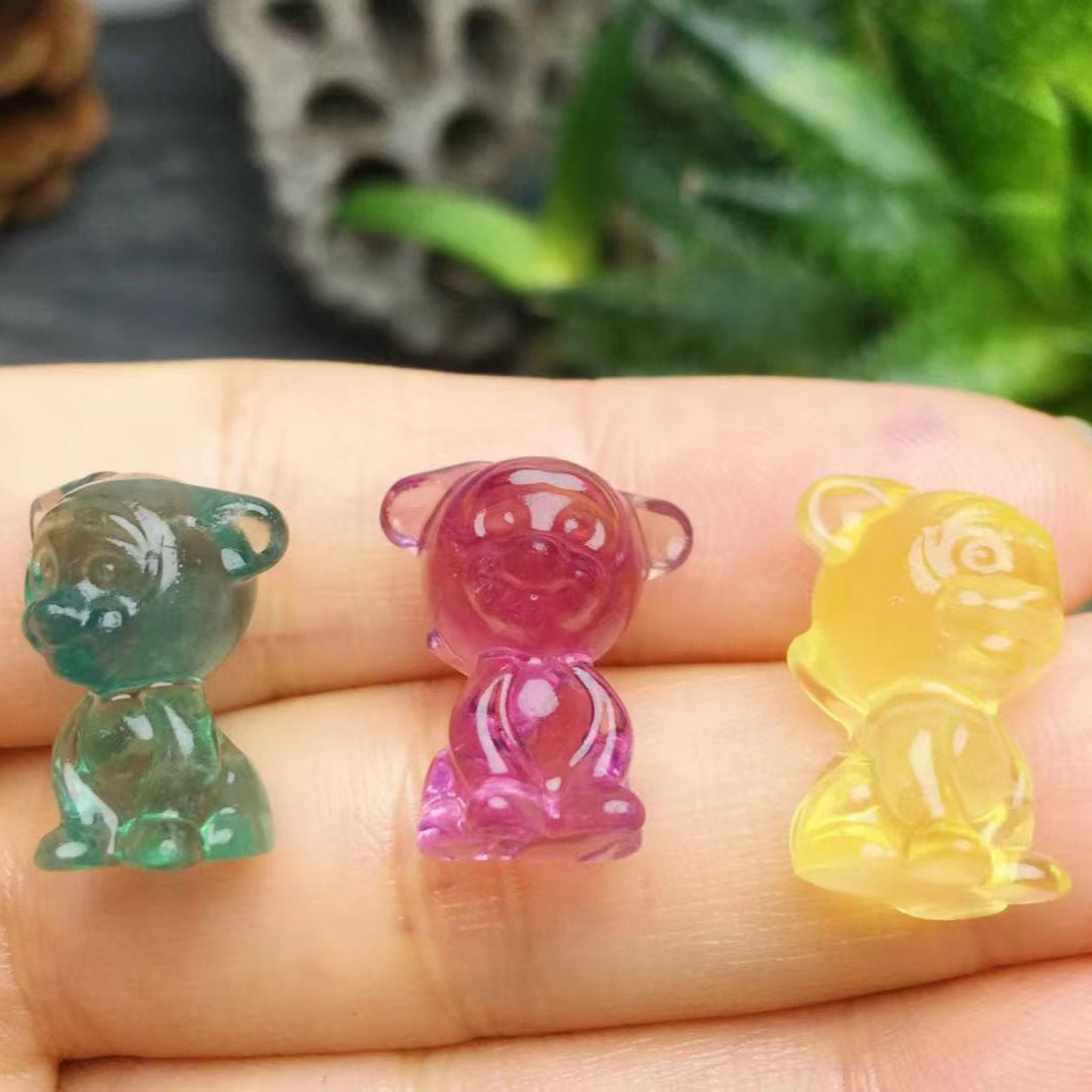 Mini Fluorite Tigger Natural Crystal Carvings