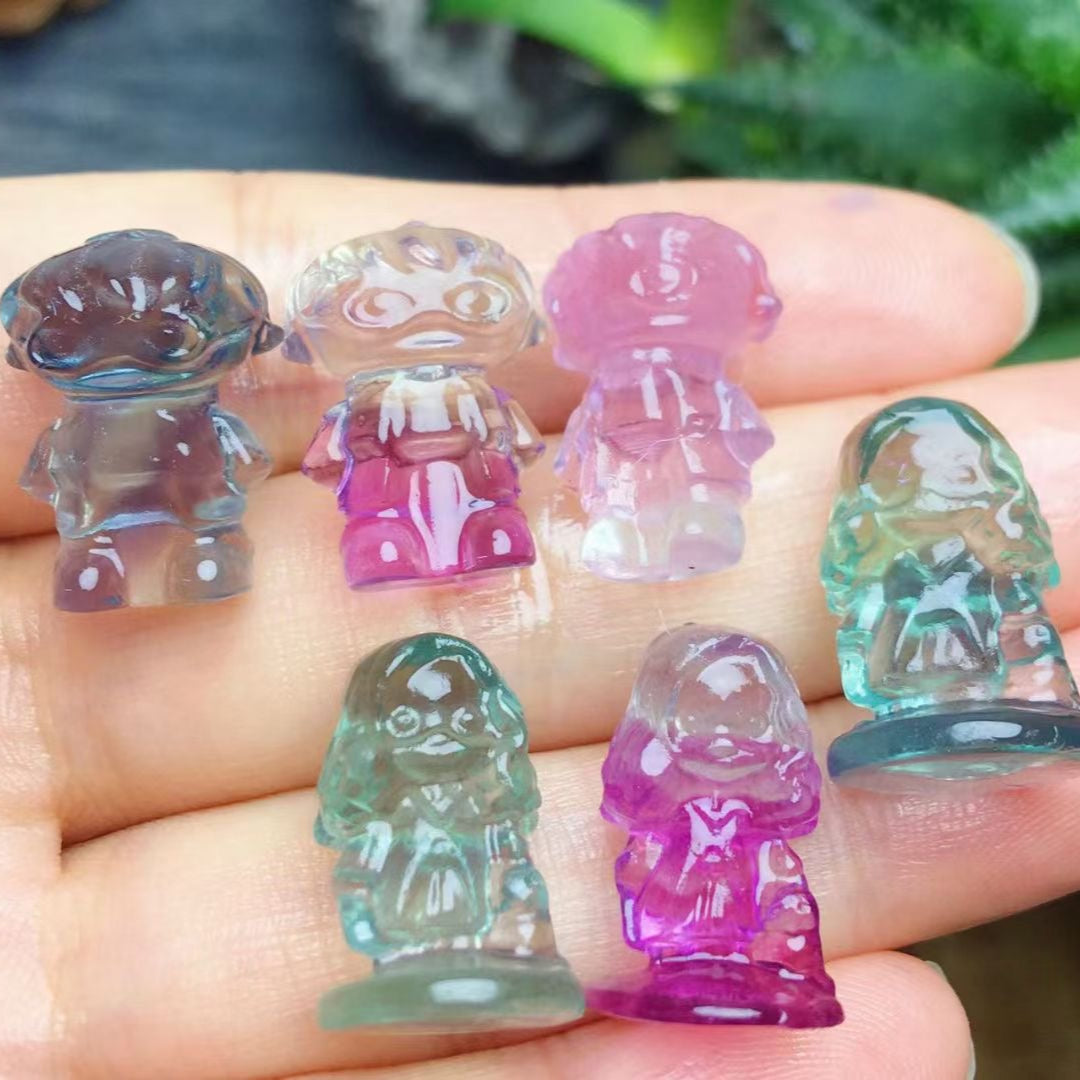 Mini Fluorite Harry And Hermoine Natural Crystal Carvings