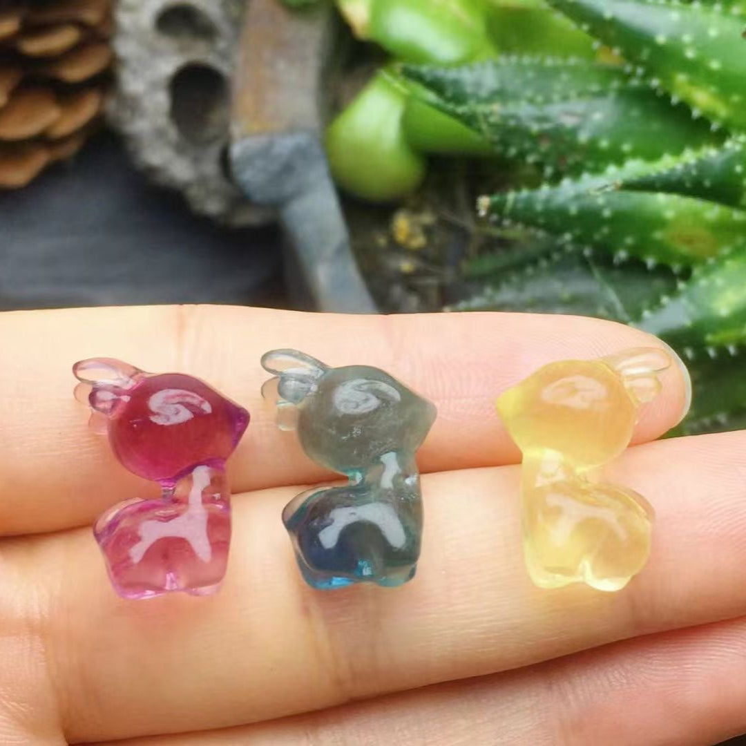 Mini Fluorite Deer Natural Crystal Carvings