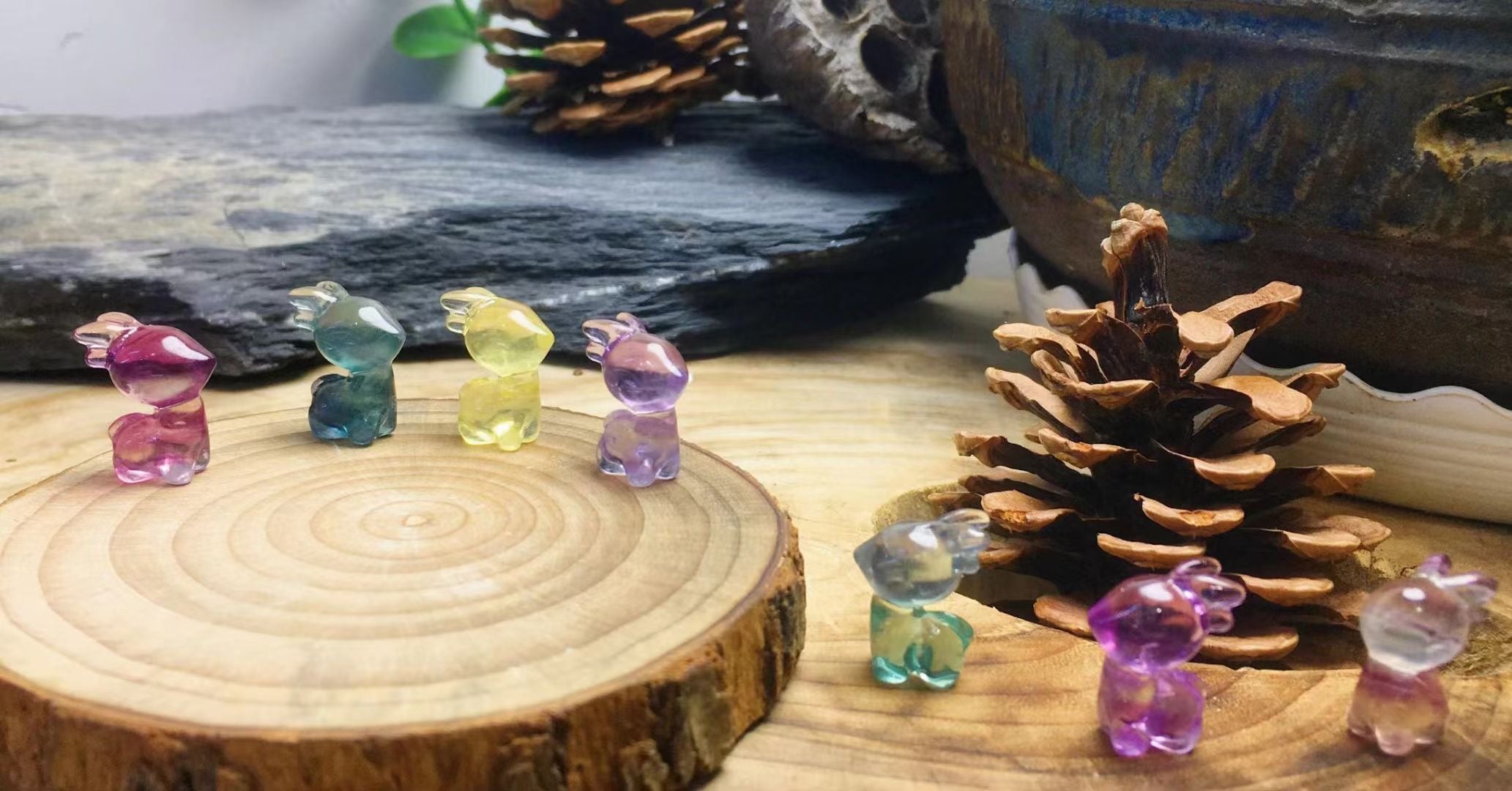 Mini Fluorite Deer Natural Crystal Carvings