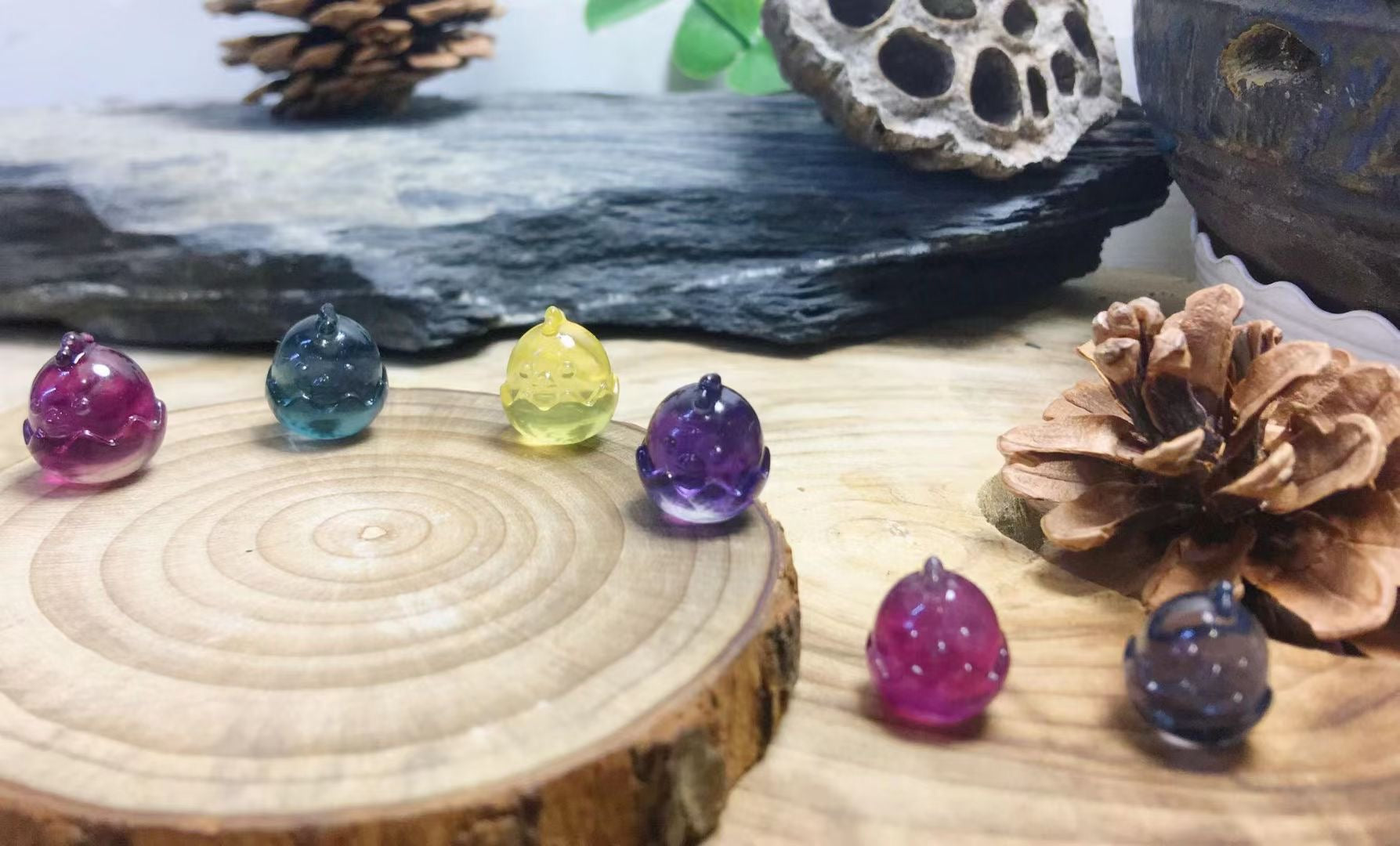 Mini Fluorite Chicken in Eggshell Natural Crystal Carvings