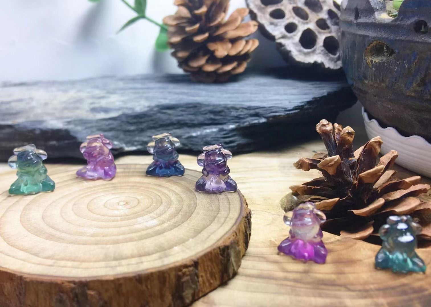 Mini Fluorite Cow Natural Crystal Carvings