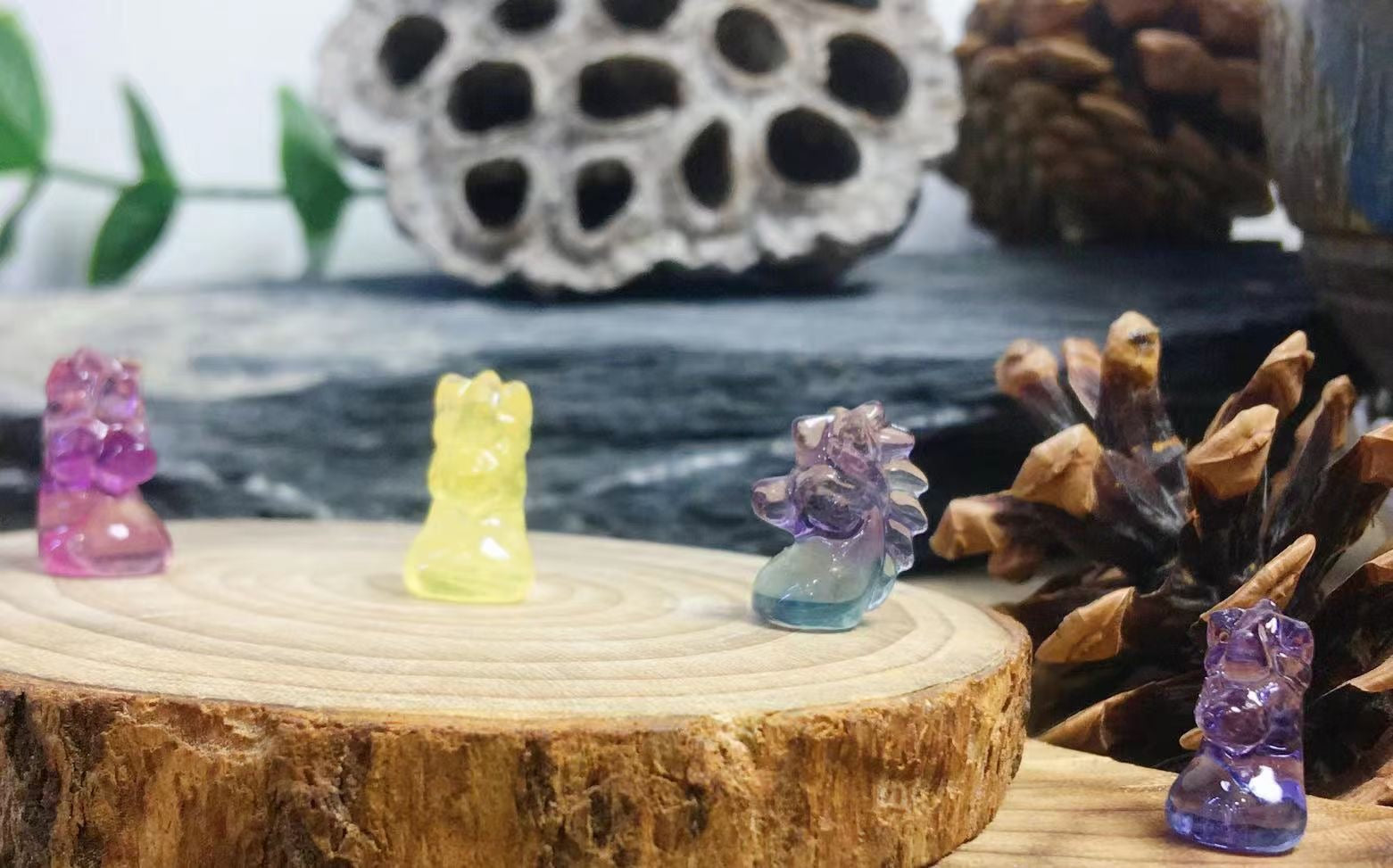 Mini Fluorite Unicorn Head Natural Crystal Carvings