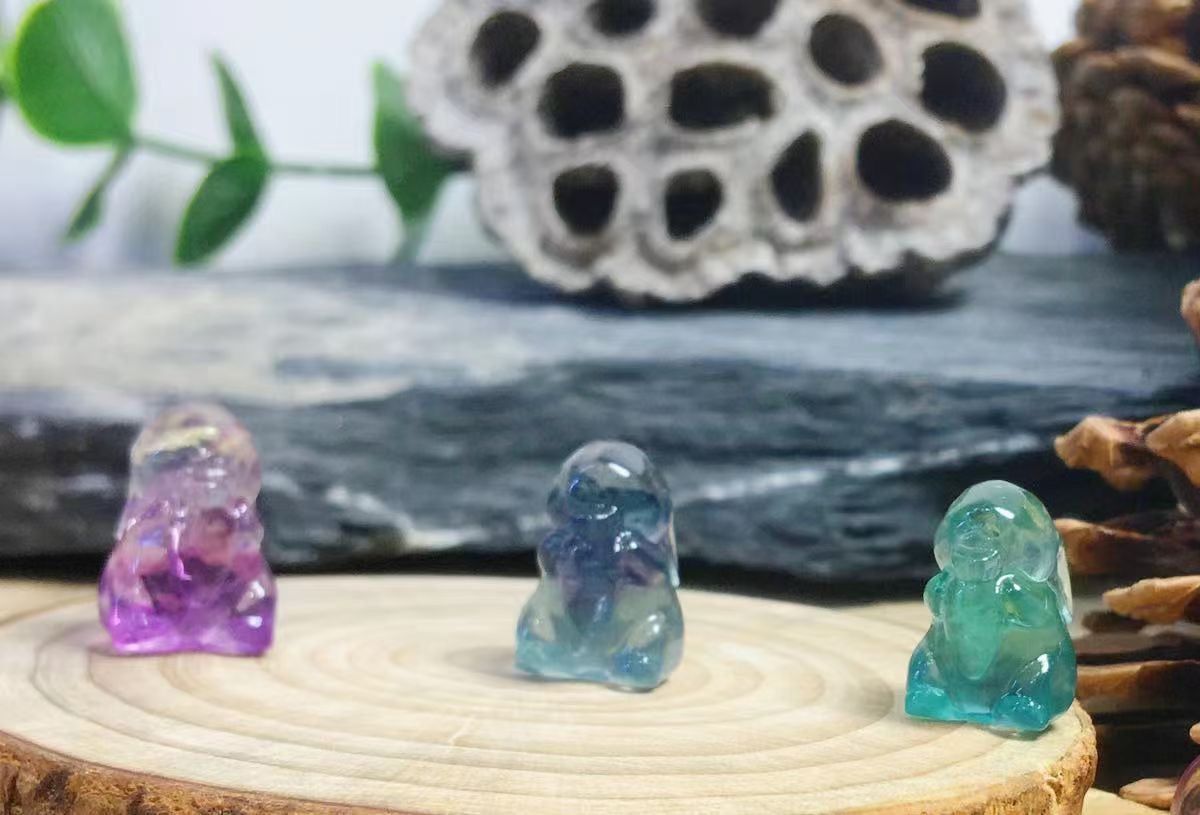 Mini Fluorite Carrot Rabbit Natural Crystal Carvings